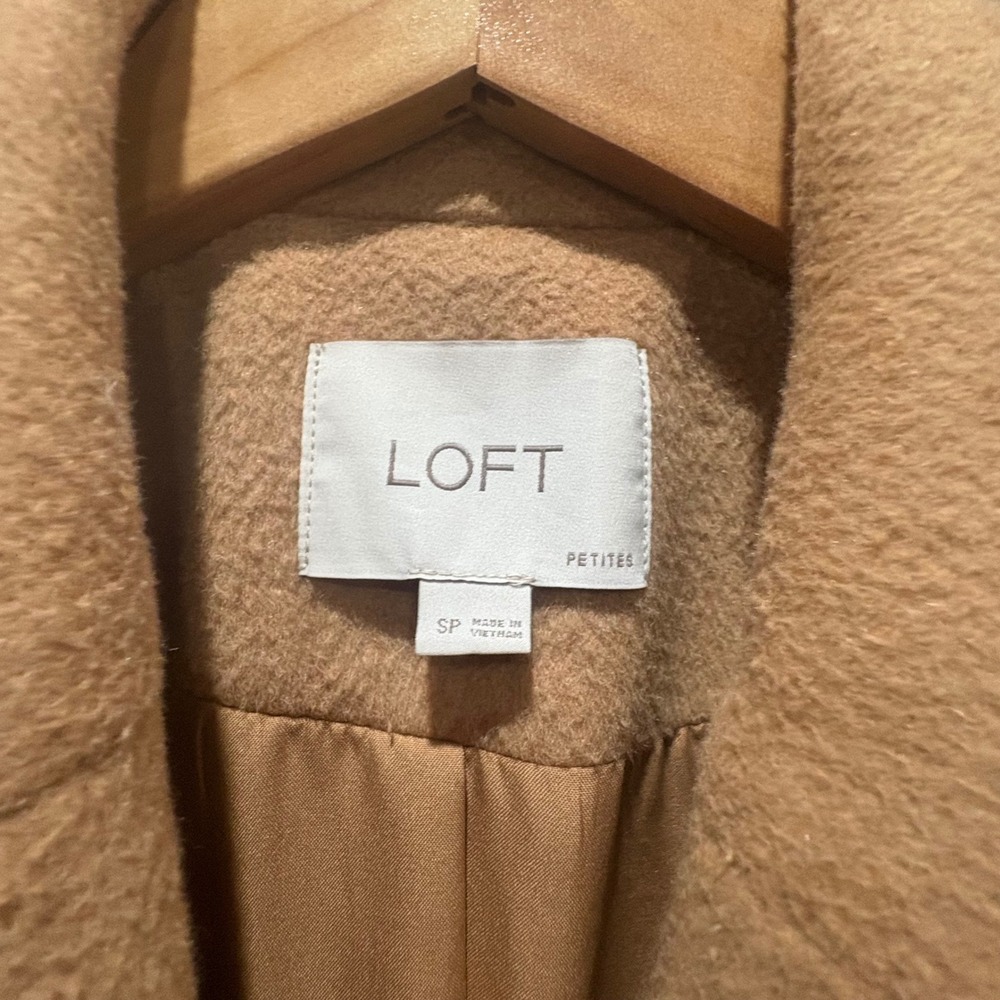 LOFT The Modern Tie‎ Waist Wool Blend Trench Coat Size Small Petite - Picture 5 of 6